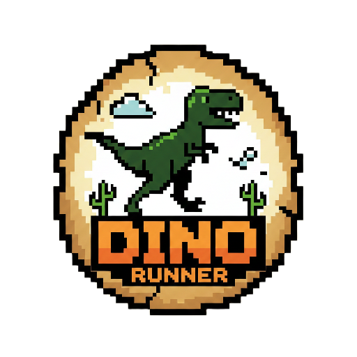 Dino Runner - Retro Pixel Art Dinosaur Game Logo
